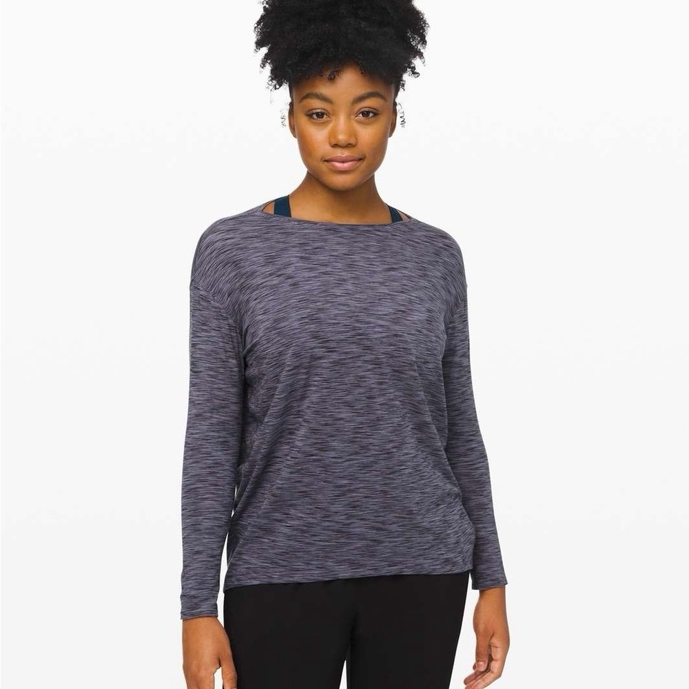 Lululemon Athletica Blue Gray Long Sleeve Relaxed Tee